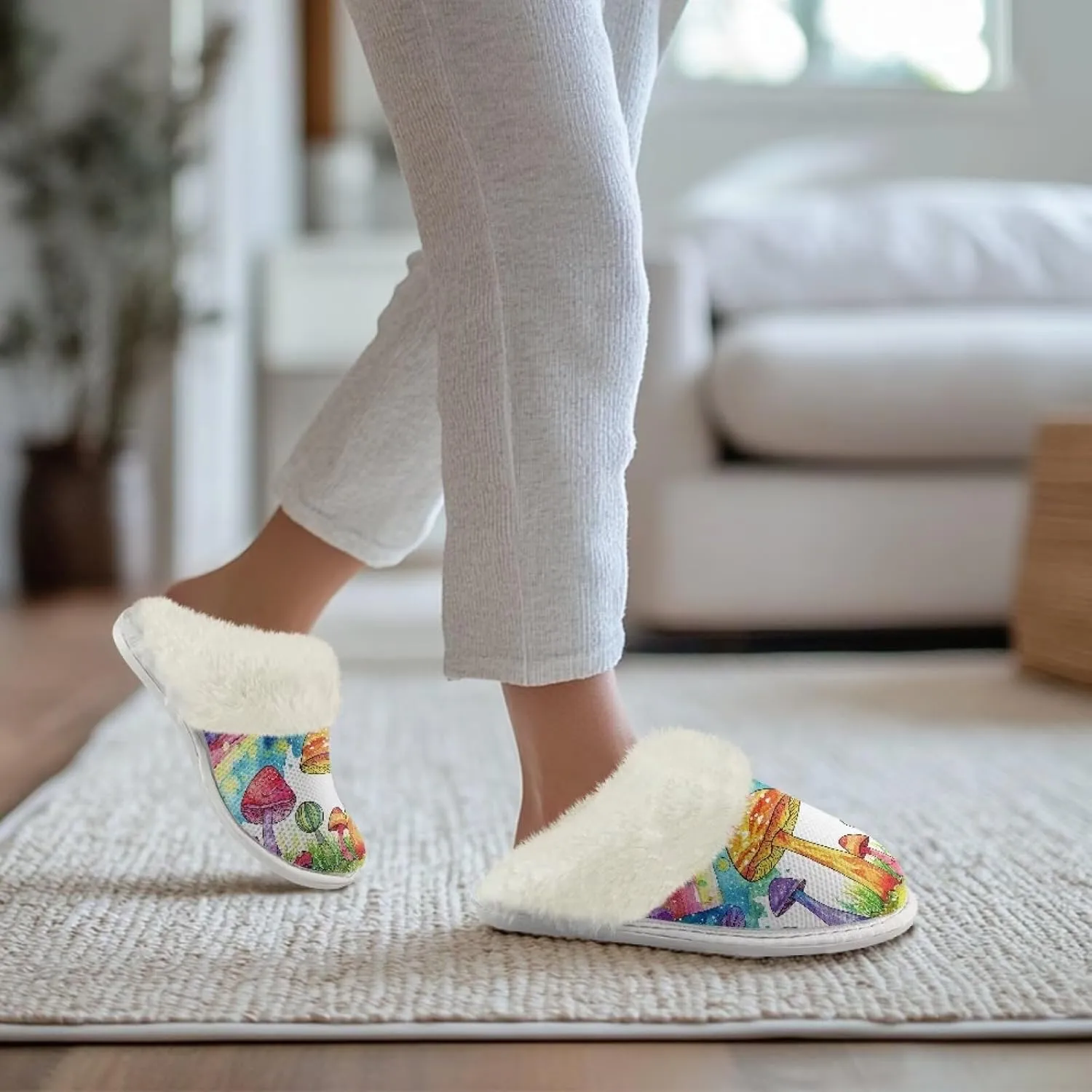 Binienty Womans Slippers Mens Fuzzy House Slippers Memory Foam Winter Indoor Bedroom Shoes