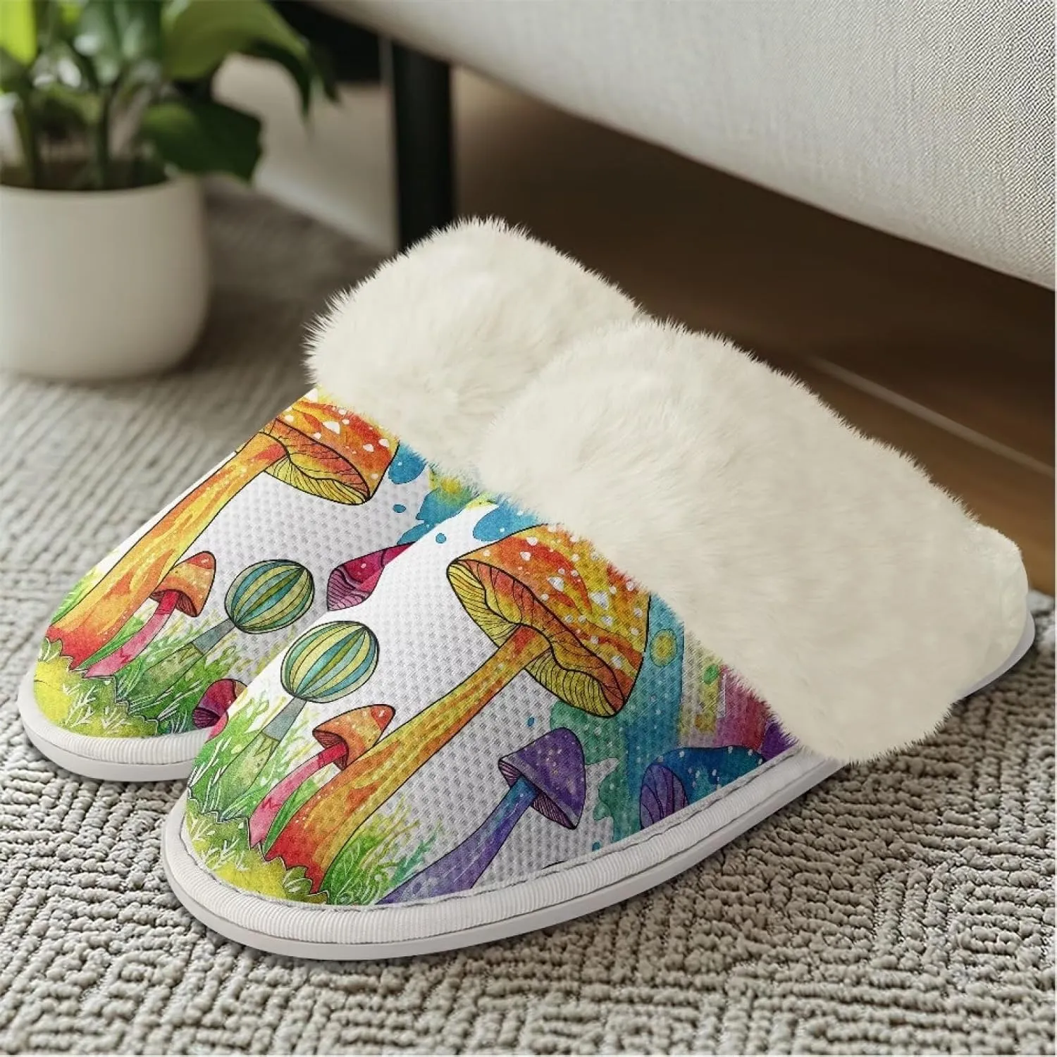 Binienty Womans Slippers Mens Fuzzy House Slippers Memory Foam Winter Indoor Bedroom Shoes