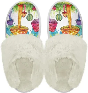 Binienty Womans Slippers Mens Fuzzy House Slippers Memory Foam Winter Indoor Bedroom Shoes