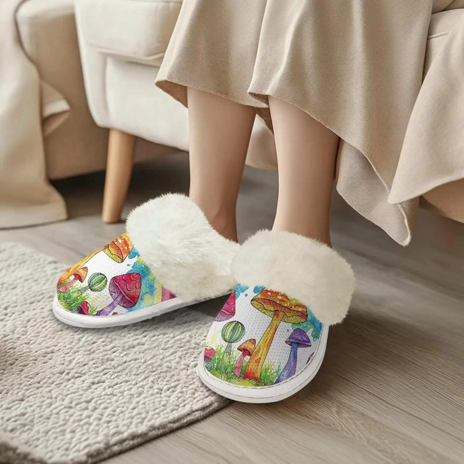 Binienty Womans Slippers Mens Fuzzy House Slippers Memory Foam Winter Indoor Bedroom Shoes