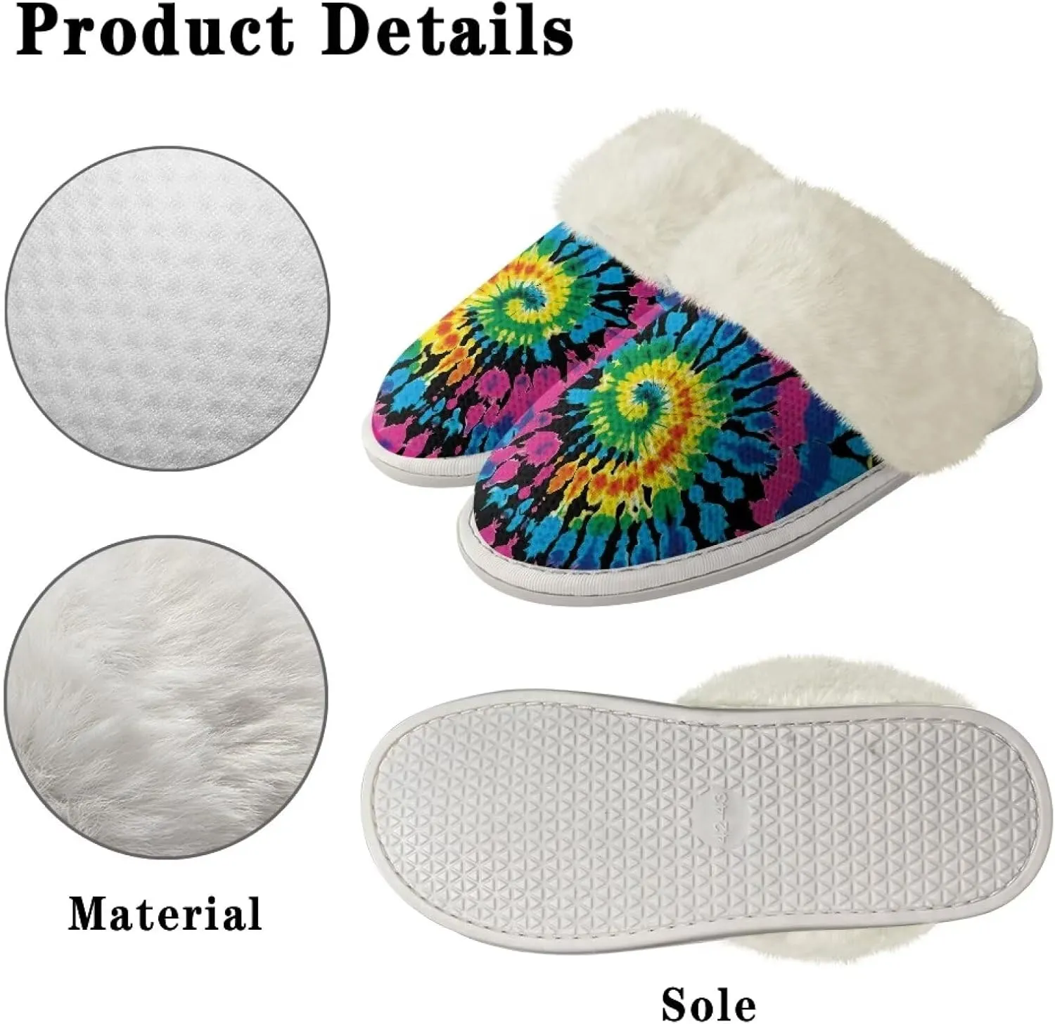 Binienty Women Bedroom Slippers Retro Winter Fuzzy Slippers Memory Foam Non-Slip Thin-Soled
