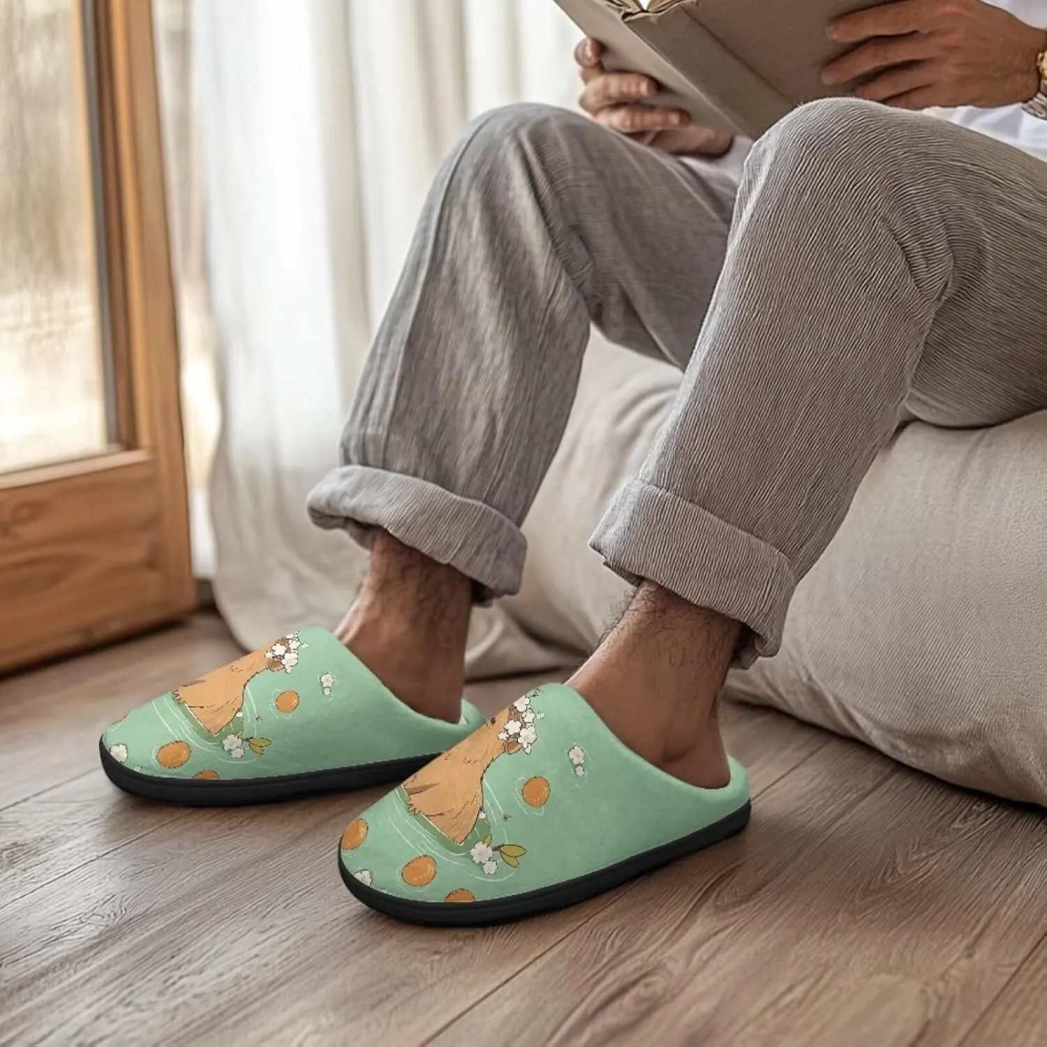 Binienty Womens Fuzzy House Slippers Indoor Shoes Memory Foam Insoles & Rubber Soles