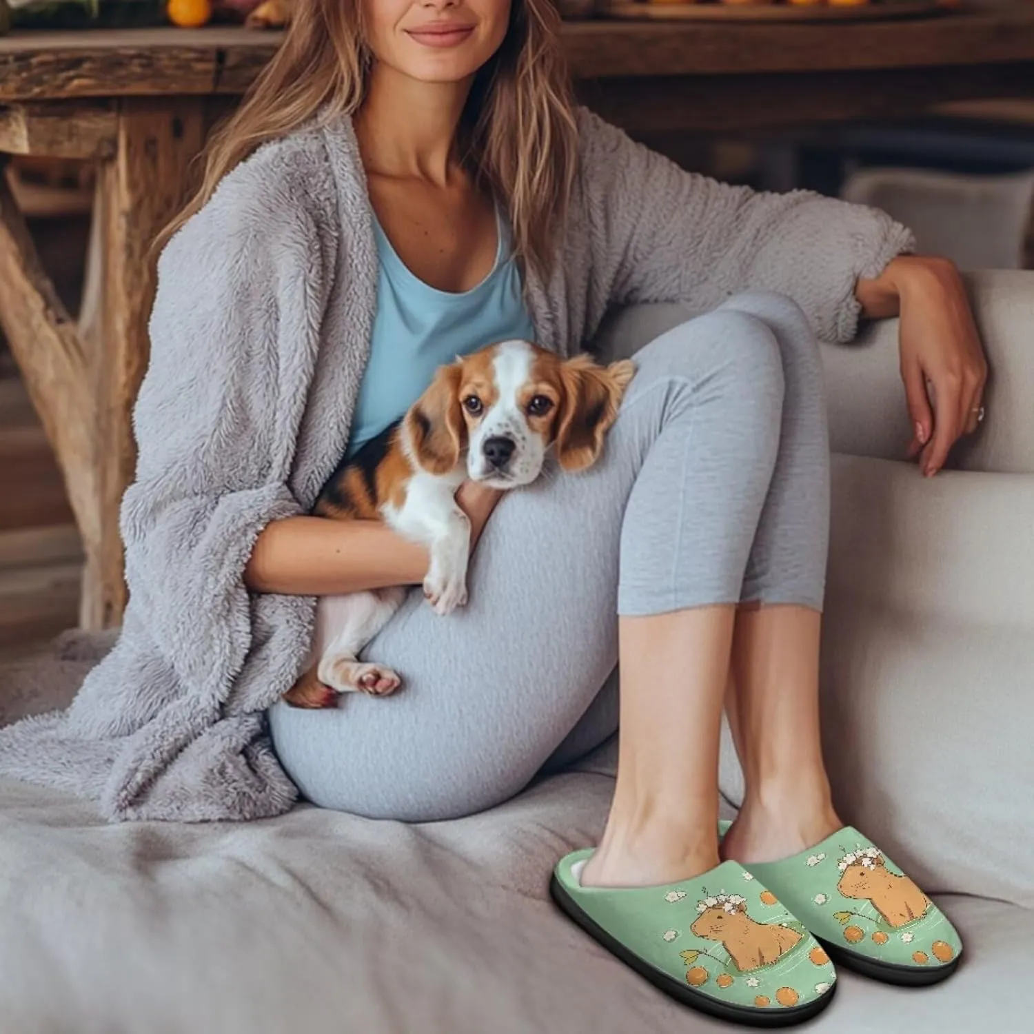 Binienty Womens Fuzzy House Slippers Indoor Shoes Memory Foam Insoles & Rubber Soles