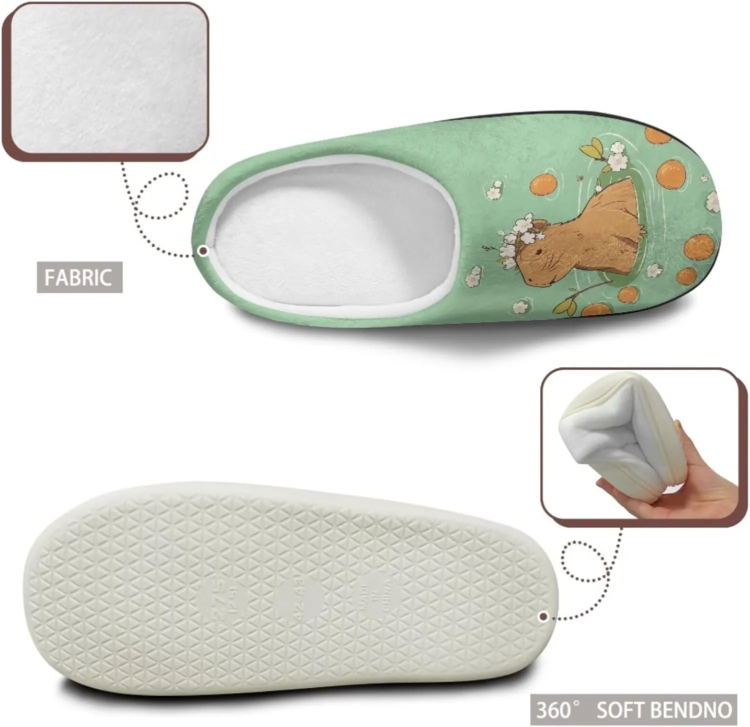 Binienty Womens Fuzzy House Slippers Indoor Shoes Memory Foam Insoles & Rubber Soles