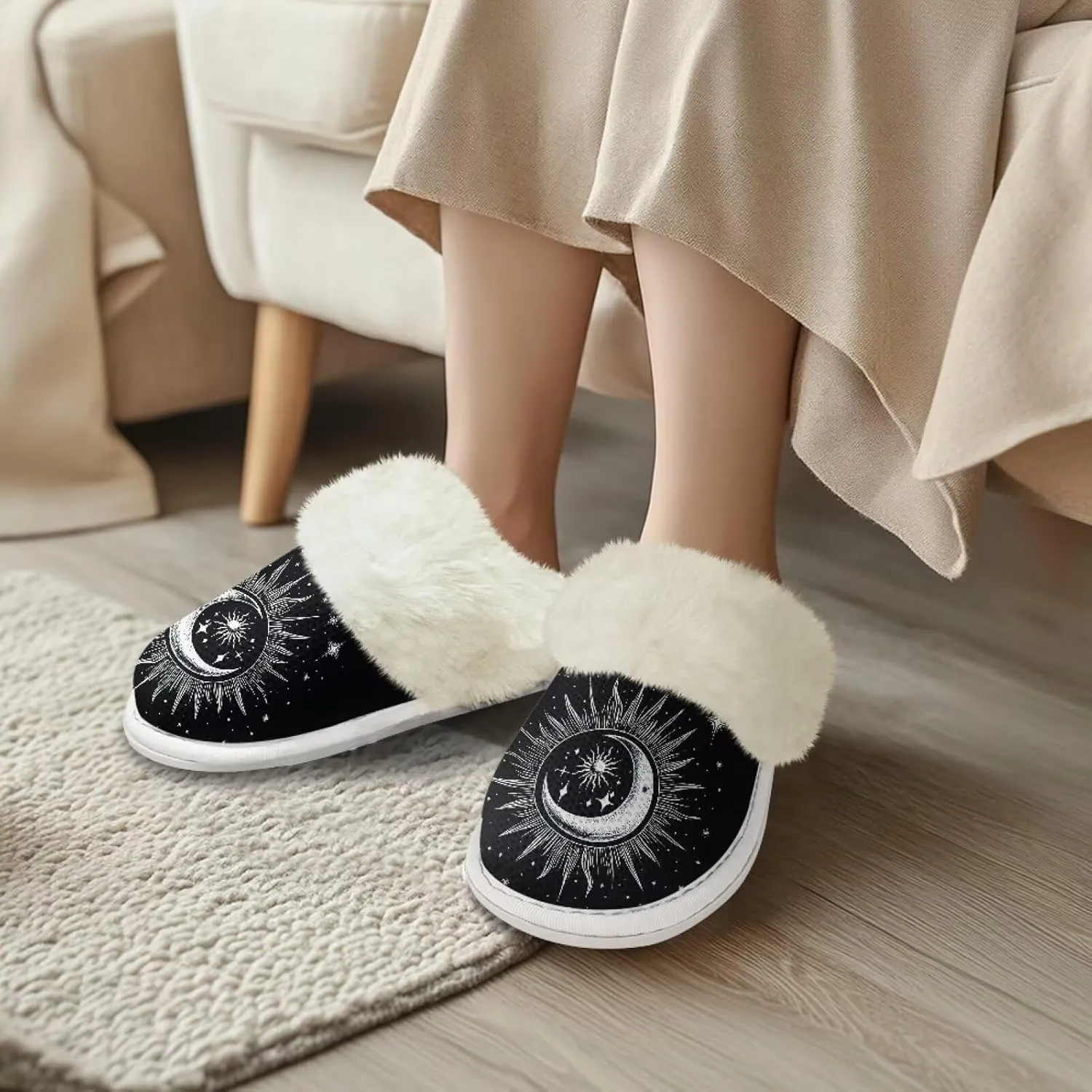 Binienty Women's Men's House Shoes Ultra Lightweight Fuzzy Winter Slippers