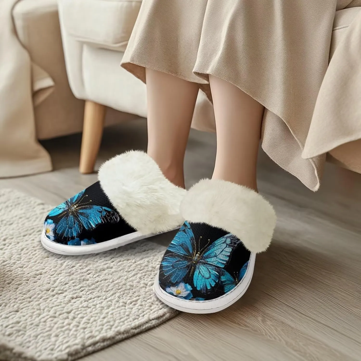 Binienty Women's Men's House Shoes Ultra Lightweight Fuzzy Winter Slippers
