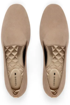 Birdies Women's Starling, Slip-On Flats, Comfortable Casual Dressy Shoes, New Latte Suede, 10.5