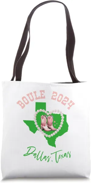 Boule 2024, Pink and Green Dallas Boule, 1908 Sorority boots Tote Bag