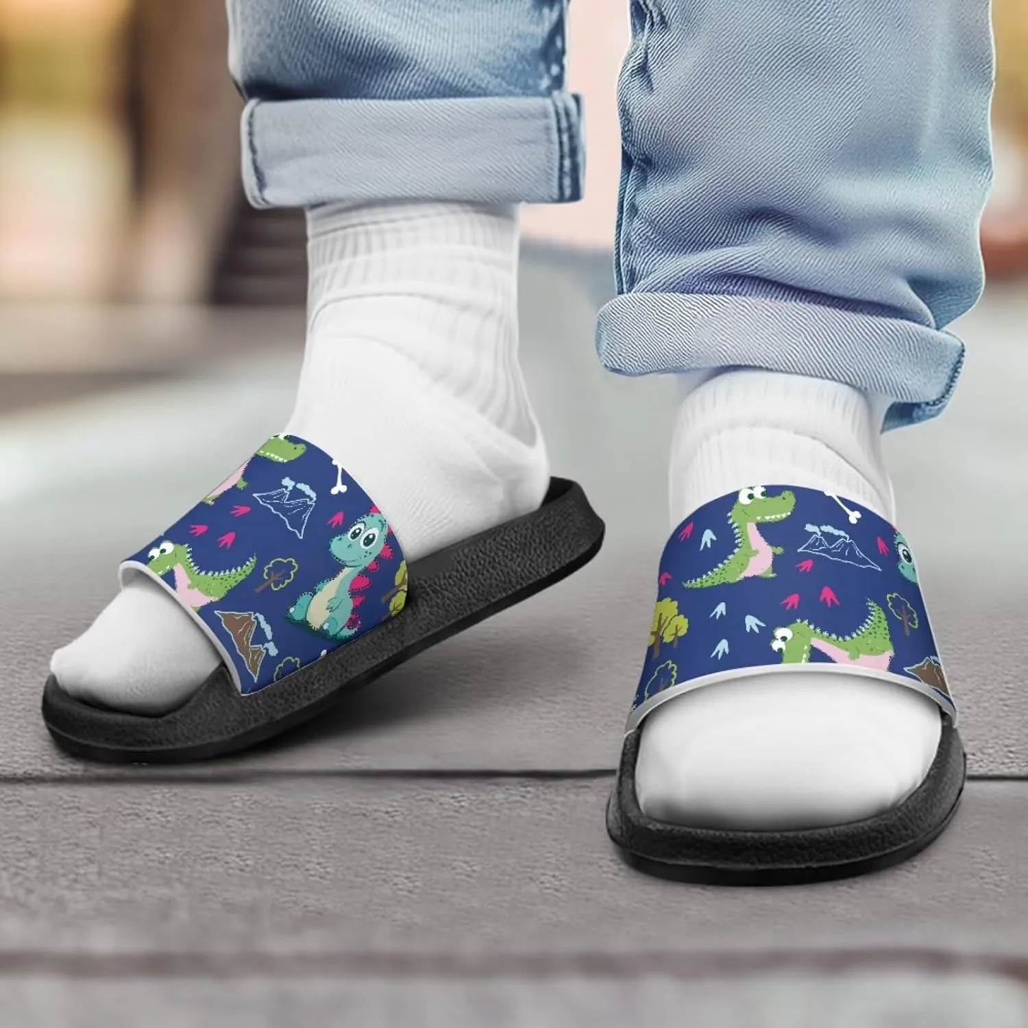 Boys Slide Sandals Kids Summer Slippers Slip On for Outdoor Beach Pool Shower (Little Kid/Big Kid)