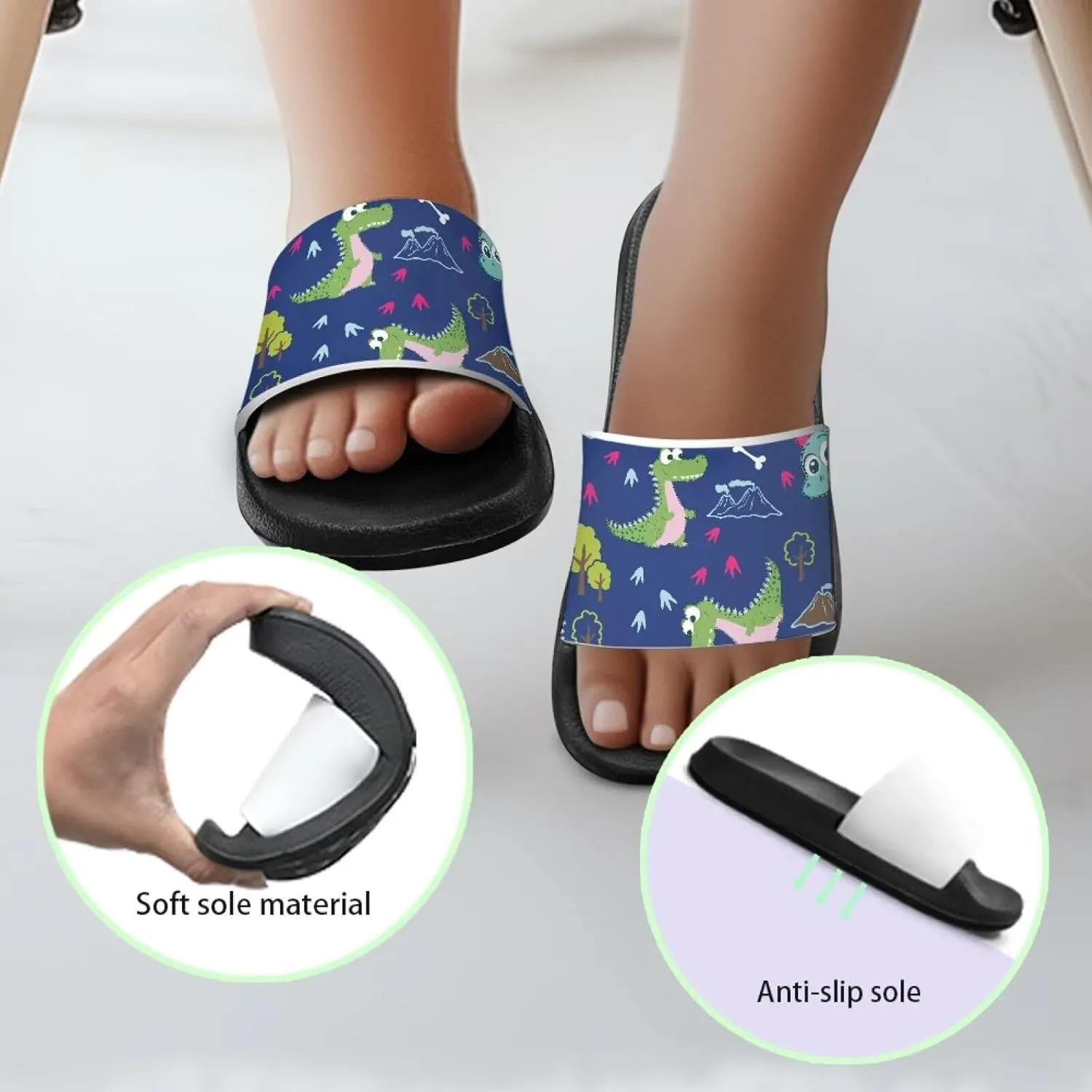 Boys Slide Sandals Kids Summer Slippers Slip On for Outdoor Beach Pool Shower (Little Kid/Big Kid)