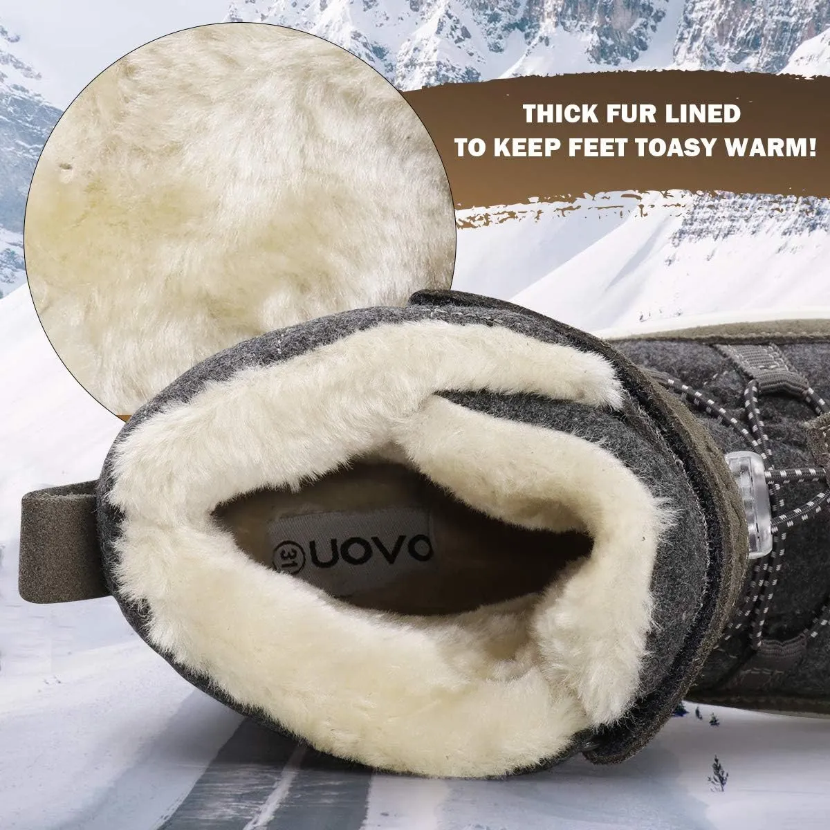 Boys Snow Boots Boys Winter Boots for Kids Waterproof Winter Snow Boots for Boys Warm Fur Lined Slip Resistant Outdoor (Toddler/Little Boys)