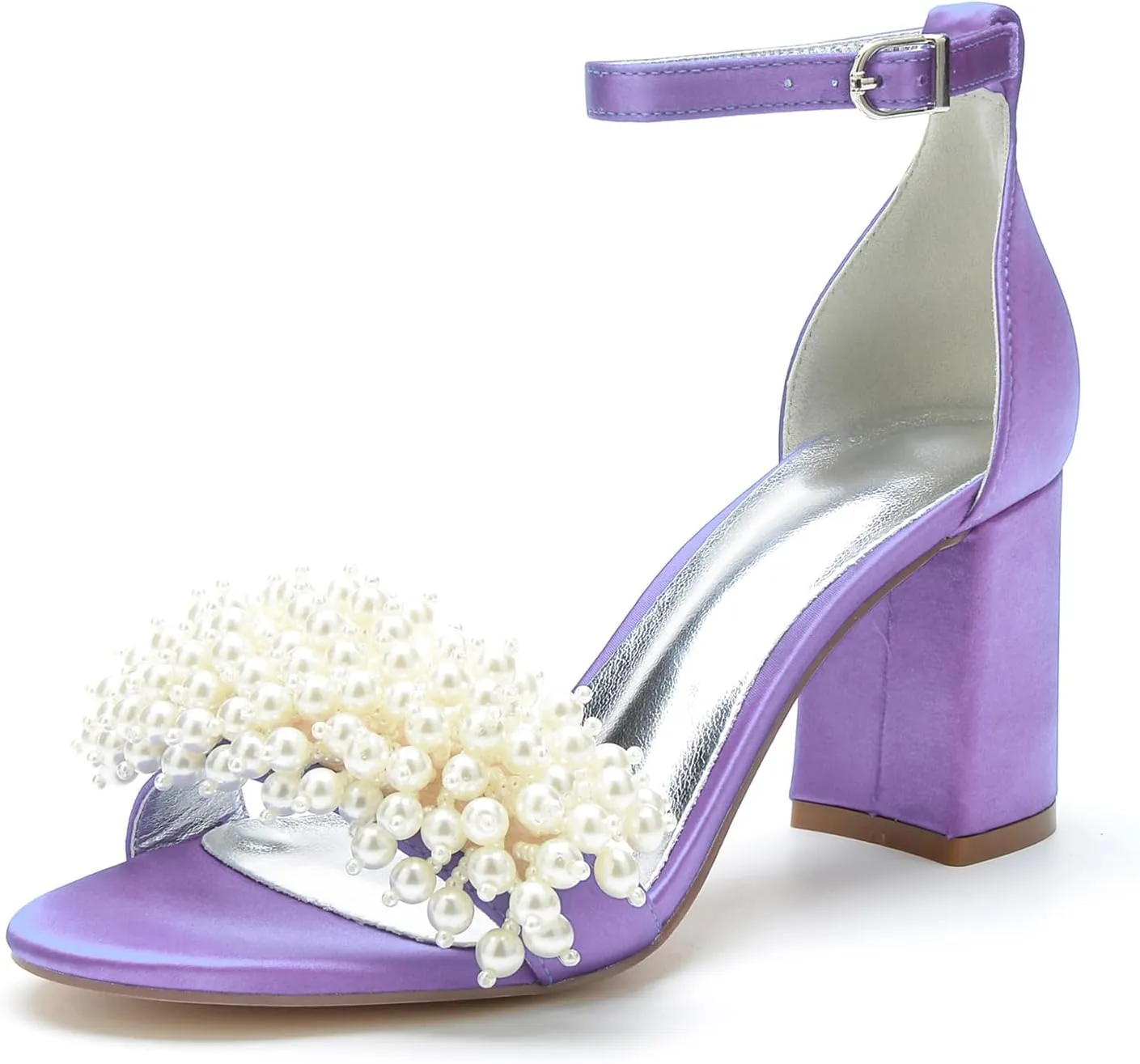 Bridal Shoes Open Toe Wedding High Heels Block Pumps Crystal Bride High Heels Sandals Evening Party Dress 8CM Bridesmaids Ankle Strap