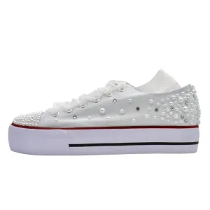 Bride Platform Kicks Wedding Shoes Reception Personalized | Mrs. marriage sneakers monogram customized shoes bridal party dance Bride to be (8)