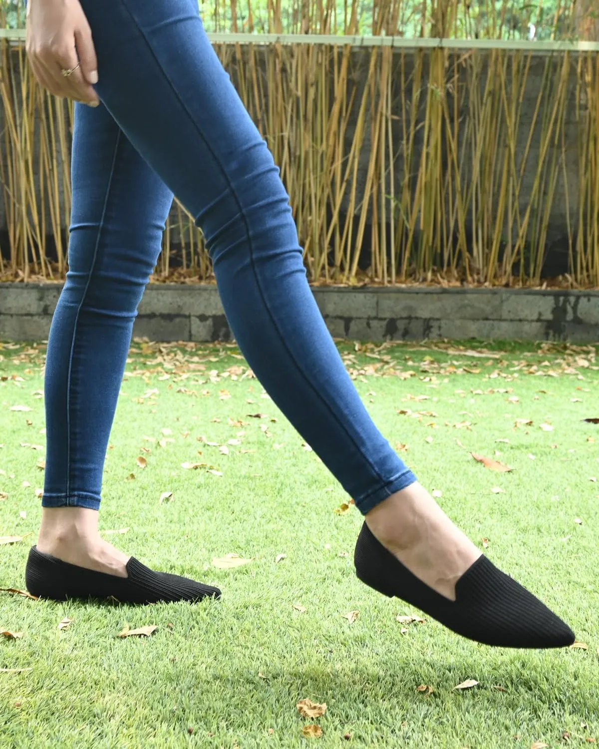 Brown Women's One Size Pointed Toe Slip-On Knit Ballet Flats for Dressy Casual Office Work Walking Flats