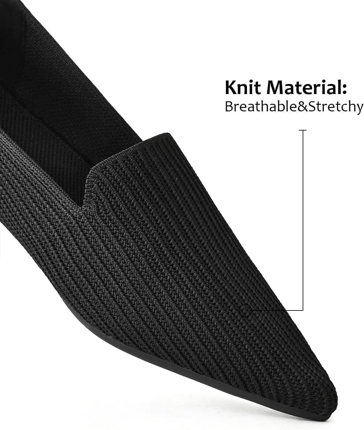 Brown Women's One Size Pointed Toe Slip-On Knit Ballet Flats for Dressy Casual Office Work Walking Flats