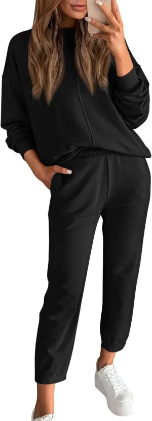BTFBM 2024 Women 2 Piece Outfits Long Sleeve Pullover Jogger Pants Lounge Sets Fall Winter Sweatsuits Tracksuit Pockets