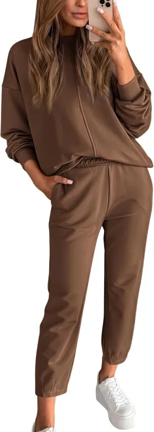 BTFBM 2024 Women 2 Piece Outfits Long Sleeve Pullover Jogger Pants Lounge Sets Fall Winter Sweatsuits Tracksuit Pockets