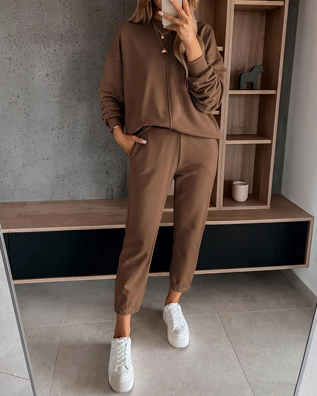 BTFBM 2024 Women 2 Piece Outfits Long Sleeve Pullover Jogger Pants Lounge Sets Fall Winter Sweatsuits Tracksuit Pockets