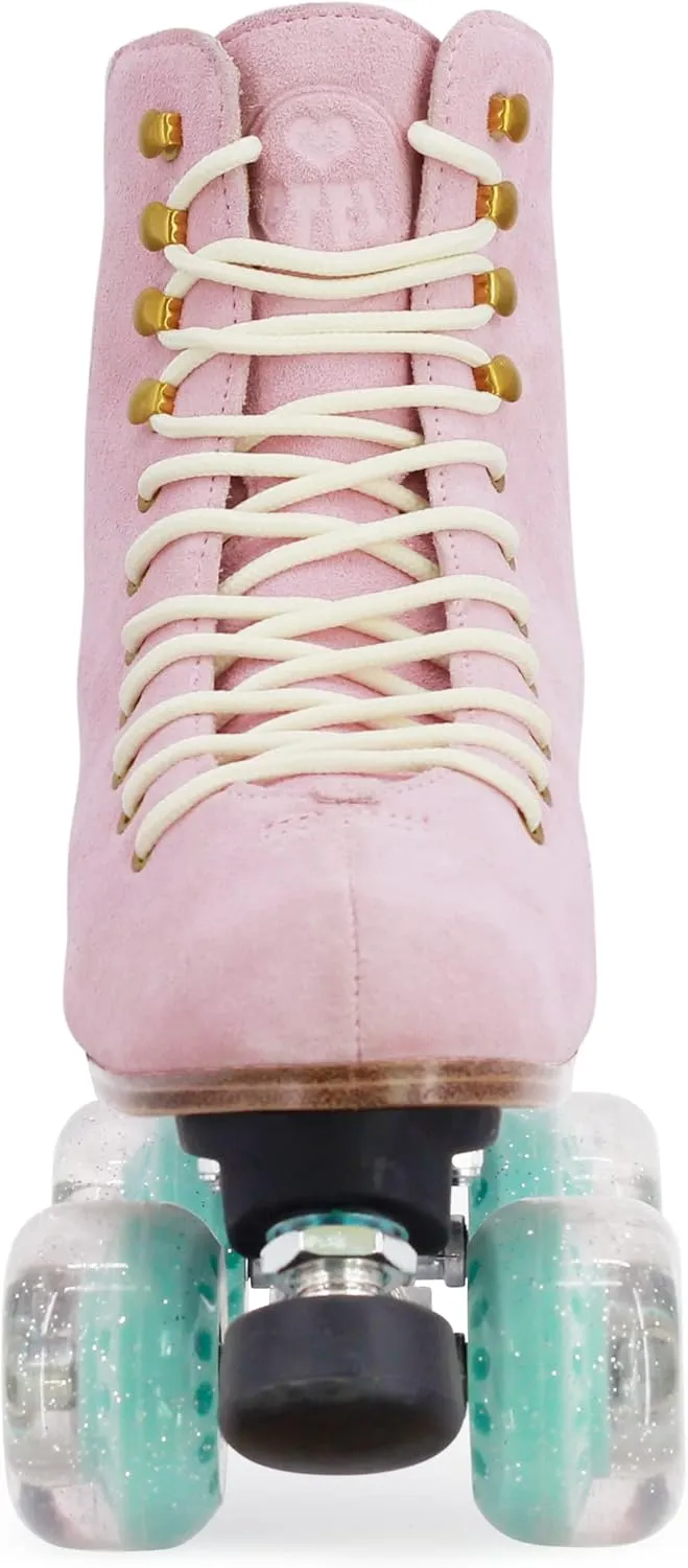 BTFL Artistic Pro Roller Skates Women, Kids & Men -Suede Boot Adjustable Stopper- Indoor, Outside, Rink, & Rhythmic Roller Skating. Black, Blue, Gray, Green, Pink, White