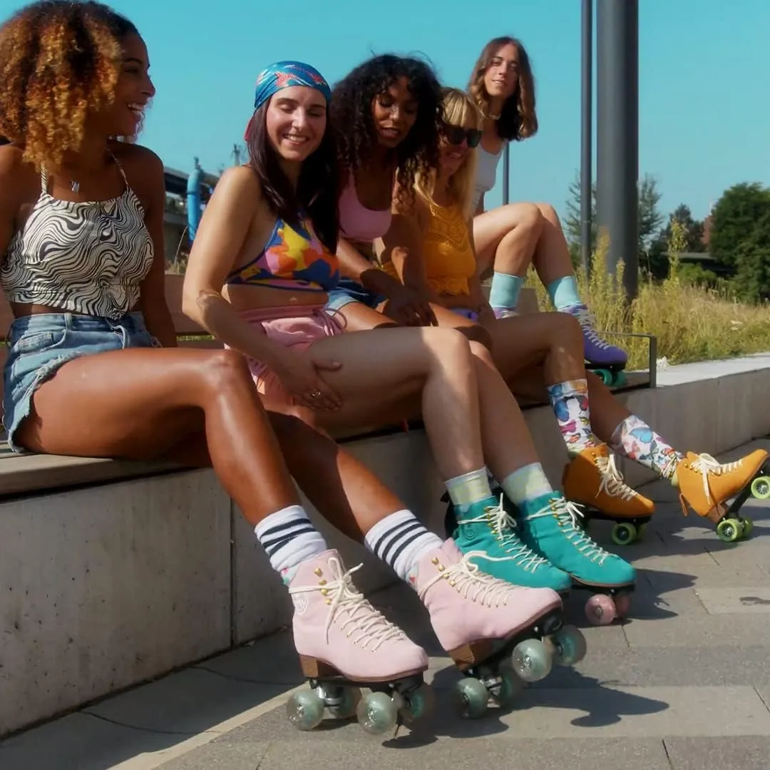 BTFL Artistic Pro Roller Skates Women, Kids & Men -Suede Boot Adjustable Stopper- Indoor, Outside, Rink, & Rhythmic Roller Skating. Black, Blue, Gray, Green, Pink, White