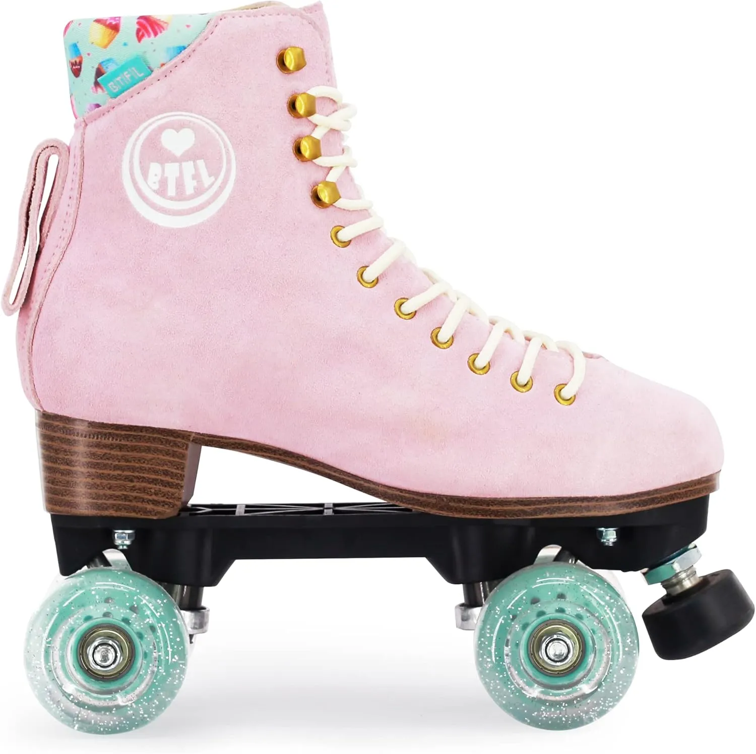 BTFL Artistic Pro Roller Skates Women, Kids & Men -Suede Boot Adjustable Stopper- Indoor, Outside, Rink, & Rhythmic Roller Skating. Black, Blue, Gray, Green, Pink, White