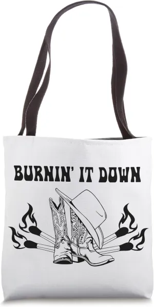 Burnin' It Down Music Lyrics - Cowboys Boots, Cowgirl Rodeo Tote Bag