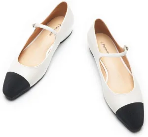 C. Paravano Women's Mary Jane Flats | Round Toe Leather Ballet Flats with Adjustable Strap, Dressy and Casual Shoes for Office,Travel,Bridal, Church,Business Meetings & Daily Wear