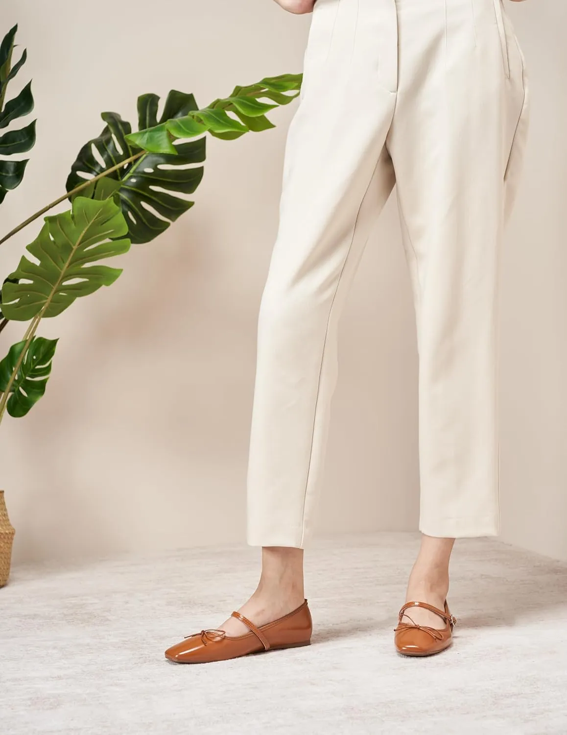C. Paravano Women's Mary Jane Flats - Square Toe Bowknot Ballet Flats with Adjustable Strap, Comfortable Flats for Women, Office Work, Casual Walking and Dressy Occasions