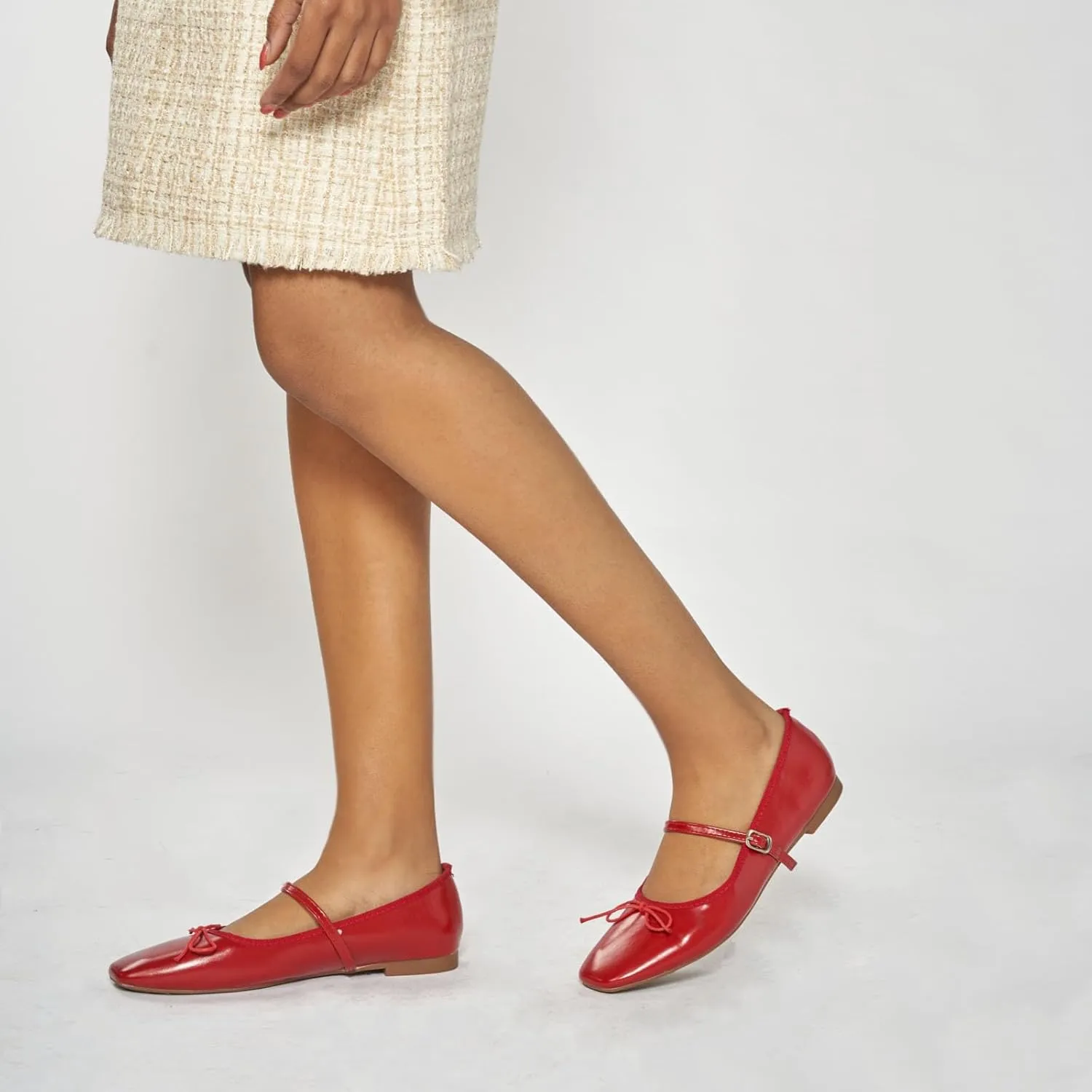 C. Paravano Women's Mary Jane Flats - Square Toe Bowknot Ballet Flats with Adjustable Strap, Comfortable Flats for Women, Office Work, Casual Walking and Dressy Occasions