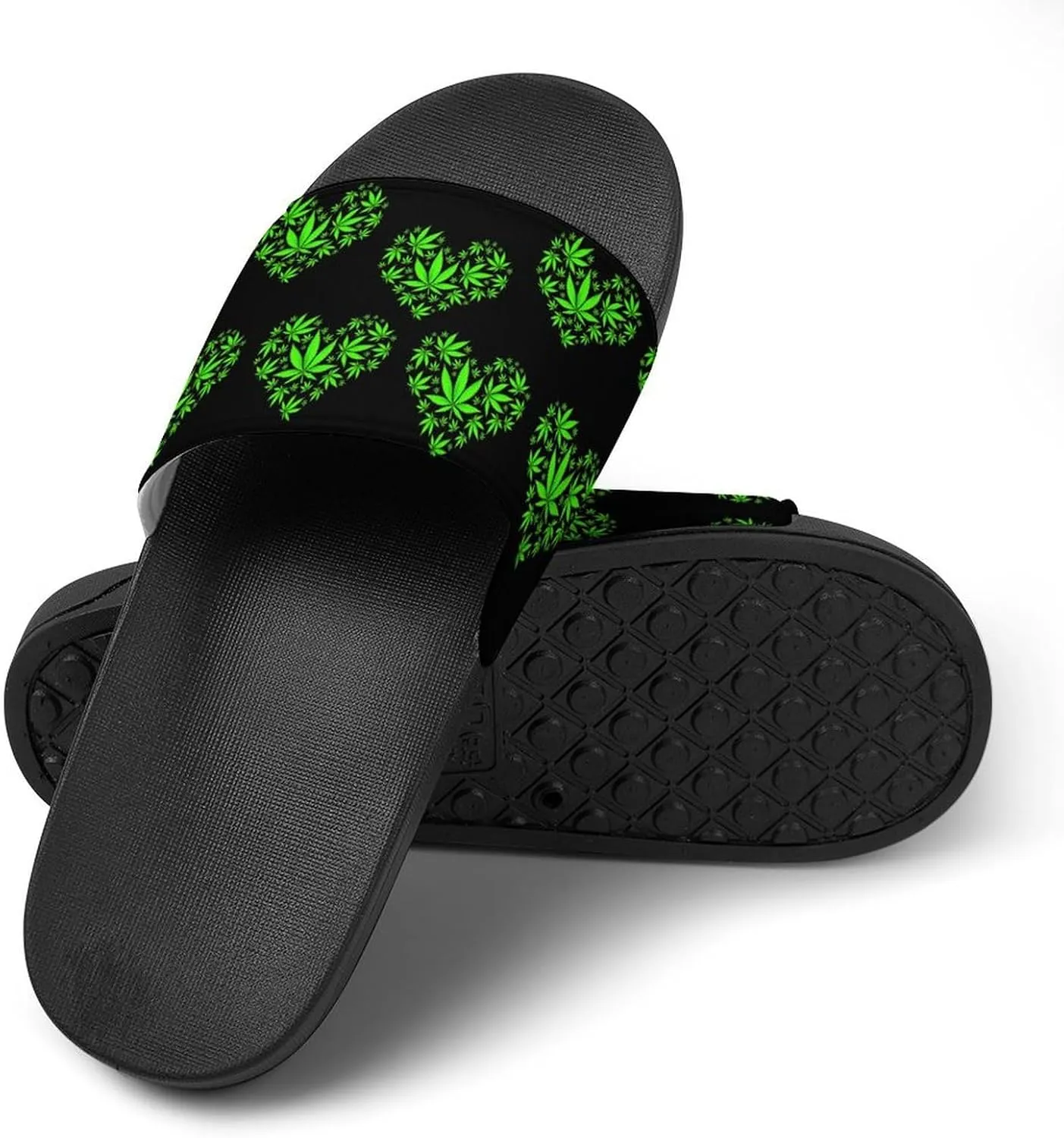 Cannabis Leaf PVC Home Slippers Man Womens Non Slip Bath Open Toe Shoes Lightweight Indoor Sandals Beach Slides