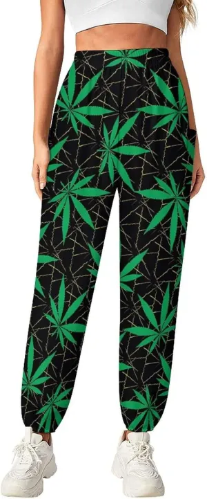 Cannabis Leaf Yoga Bloomers Womans Hippie Harem Pant Beach Pants Elastic Gym Leggings Loose Casual Slacks Sweatpants
