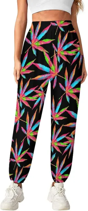 Cannabis Leaf Yoga Bloomers Womans Hippie Harem Pant Beach Pants Elastic Gym Leggings Loose Casual Slacks Sweatpants