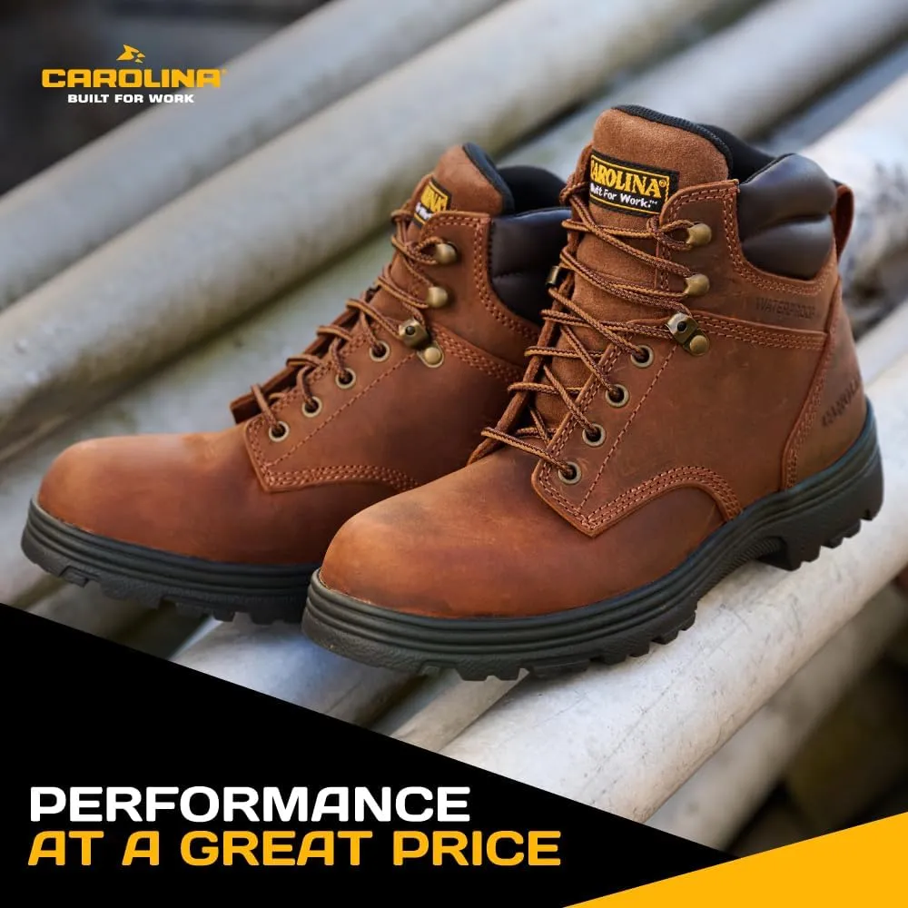 Carolina Engineer 6” Steel Toe Work Boots for Men - Breathable Waterproof Boots with Durable Leather Uppers and Slip-Resistant Lug Outsoles, EH Rated