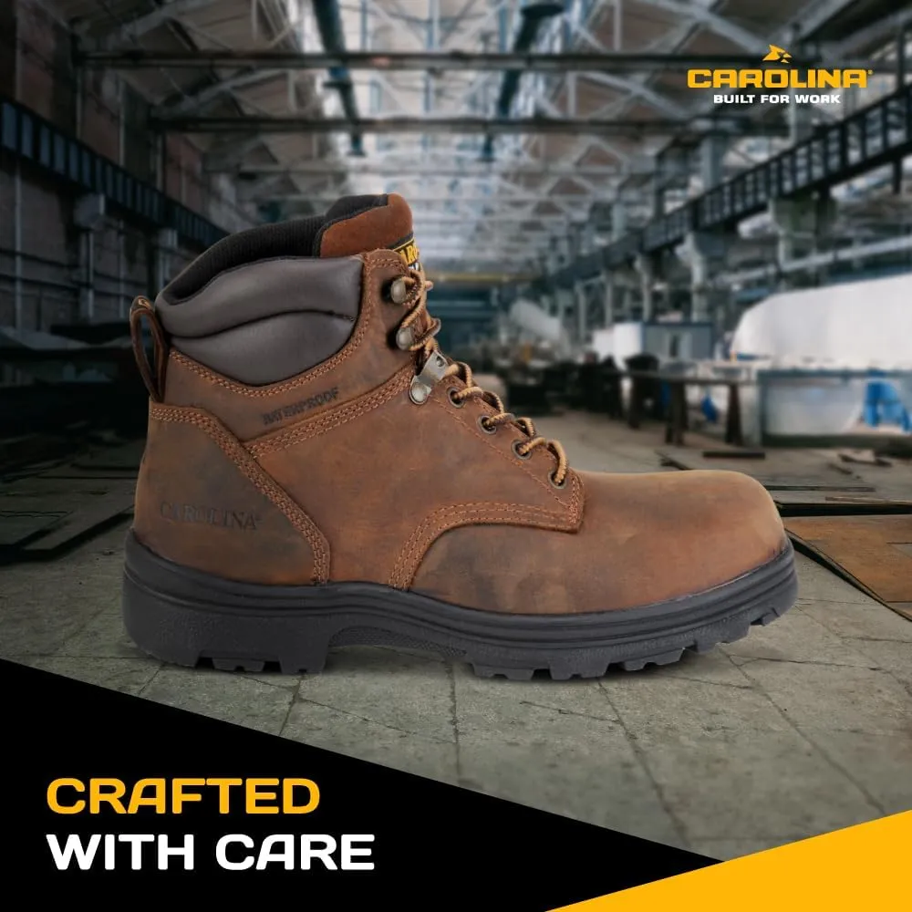 Carolina Engineer 6” Steel Toe Work Boots for Men - Breathable Waterproof Boots with Durable Leather Uppers and Slip-Resistant Lug Outsoles, EH Rated
