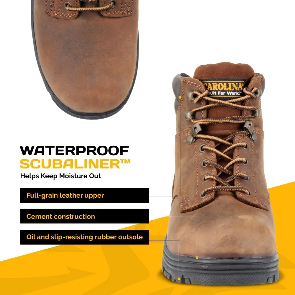 Carolina Engineer 6” Steel Toe Work Boots for Men - Breathable Waterproof Boots with Durable Leather Uppers and Slip-Resistant Lug Outsoles, EH Rated