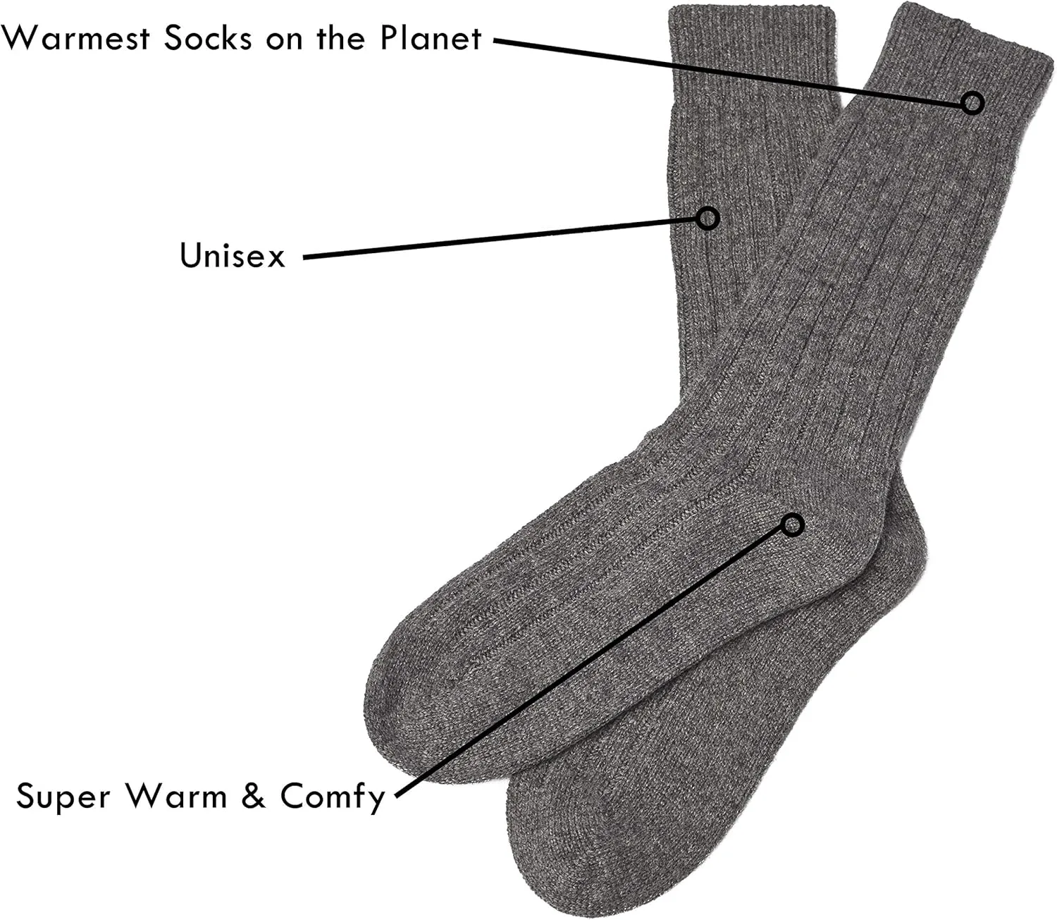 Cashmere Boutique 100% Pure Unisex Cashmere Socks – Daily Wear, Lightweight, Soft, Warm and Comfortable Ribbed Socks