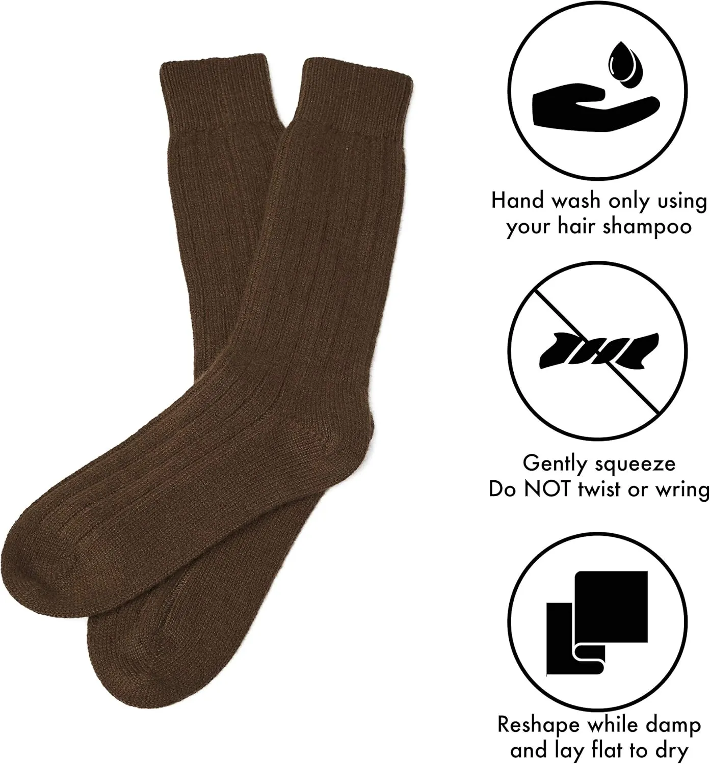 Cashmere Boutique 100% Pure Unisex Cashmere Socks – Daily Wear, Lightweight, Soft, Warm and Comfortable Ribbed Socks