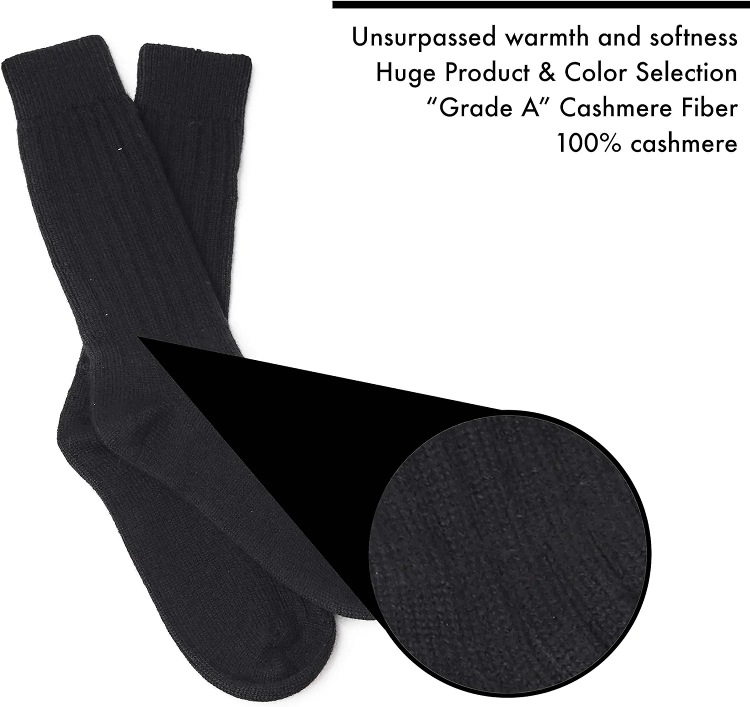 Cashmere Boutique 100% Pure Unisex Cashmere Socks – Daily Wear, Lightweight, Soft, Warm and Comfortable Ribbed Socks