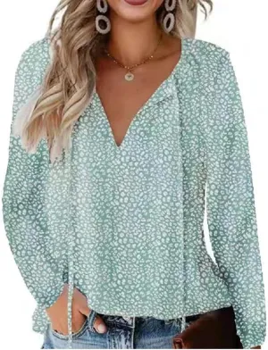 CERYIWER Women's Short Sleeve Casual Shirts Boho Floral Print V Neck Tops Loose Blouses