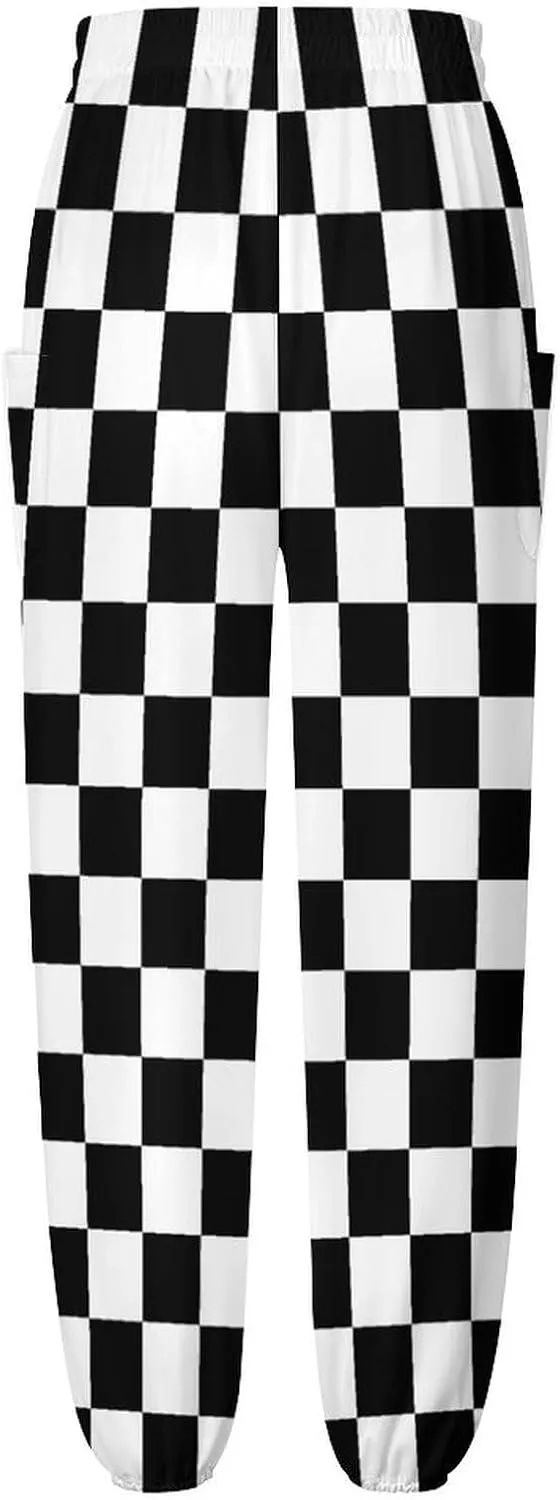 Checkerboard Grid Yoga Bloomers Womens Hippie Harem Pant Lantern Pants Elastic Gym Yoga Trousers Loose Casual Slacks