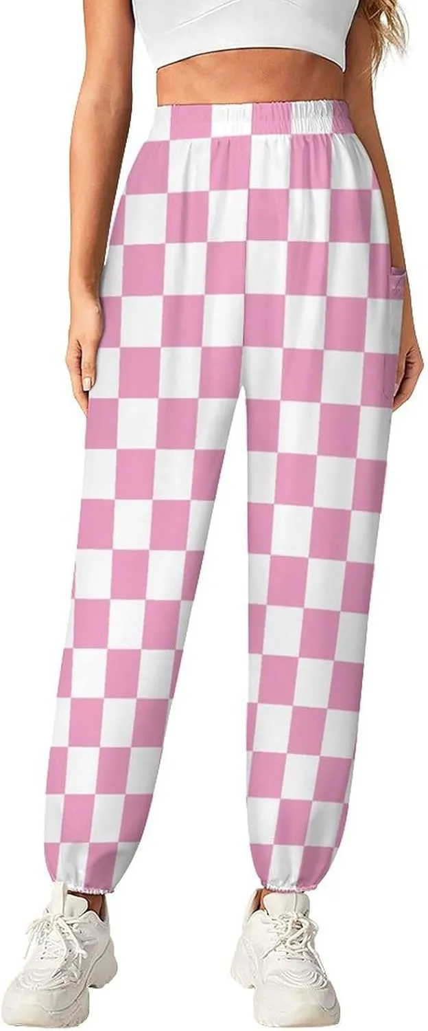 Checkerboard Grid Yoga Bloomers Womens Hippie Harem Pant Lantern Pants Elastic Gym Yoga Trousers Loose Casual Slacks