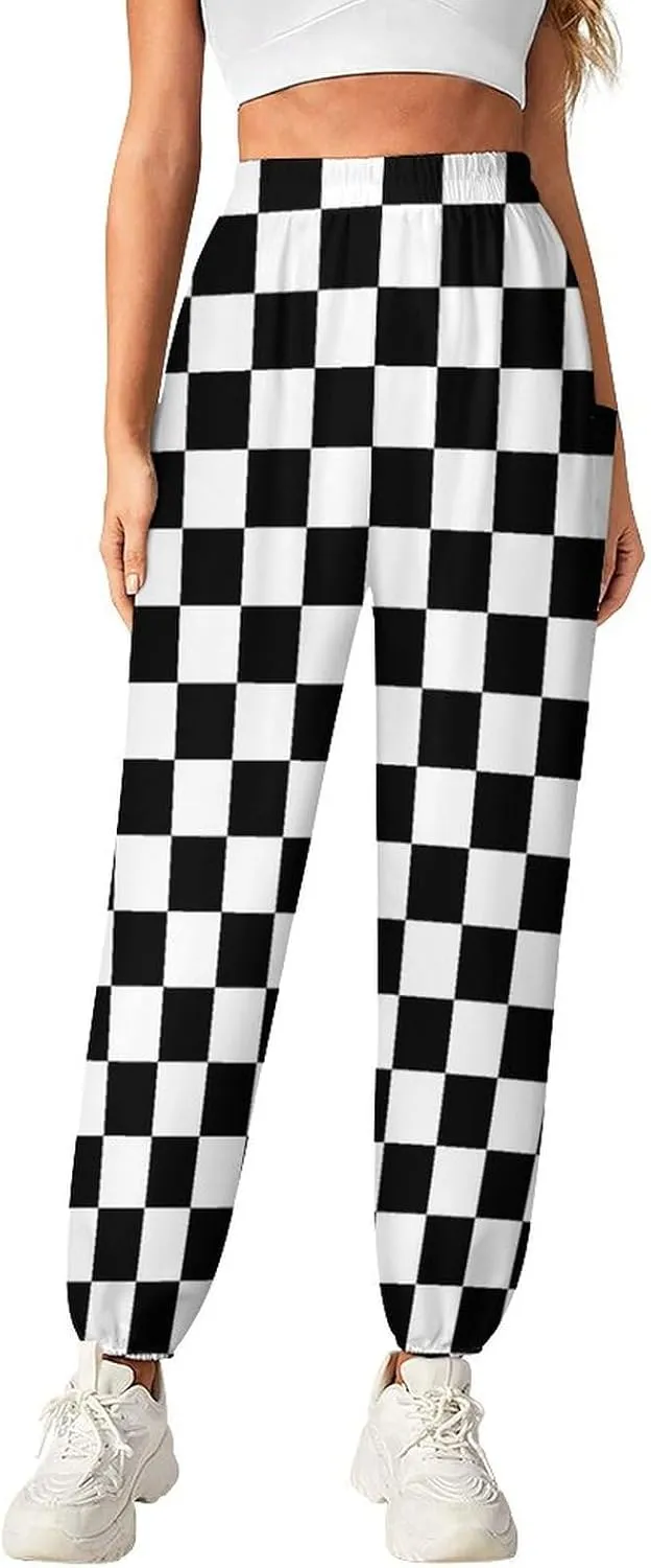 Checkerboard Grid Yoga Bloomers Womens Hippie Harem Pant Lantern Pants Elastic Gym Yoga Trousers Loose Casual Slacks
