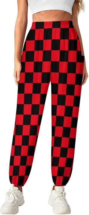 Checkerboard Grid Yoga Bloomers Womens Hippie Harem Pant Lantern Pants Elastic Gym Yoga Trousers Loose Casual Slacks