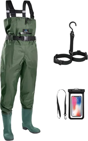 Chest Waders for Men with Boots, 2-Ply Nylon/PVC Waterproof Fishing & Hunting Waders for Men and Women
