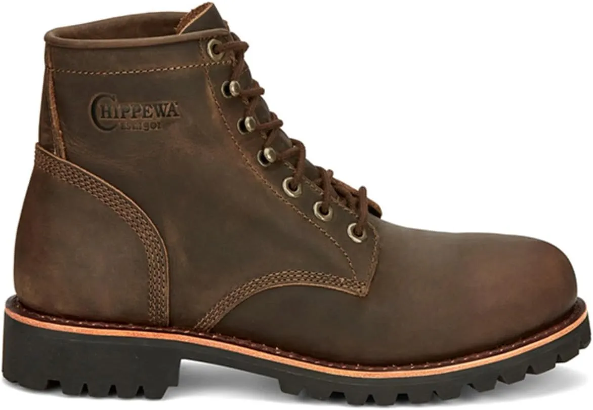 Chippewa Men's Classic 2.0 6" Steel Toe Lace Up Work Boot - Slip-Resistant, Safety Toe Boots for Men