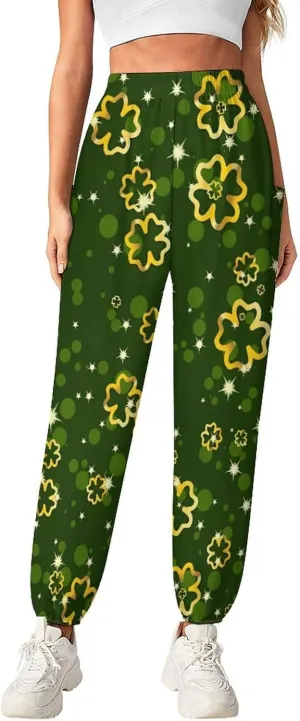 Clover Pattern Yoga Bloomers Women Hippie Harem Pant Lantern Pants Elastic Gym Long Pants Loose Casual Sweatpants