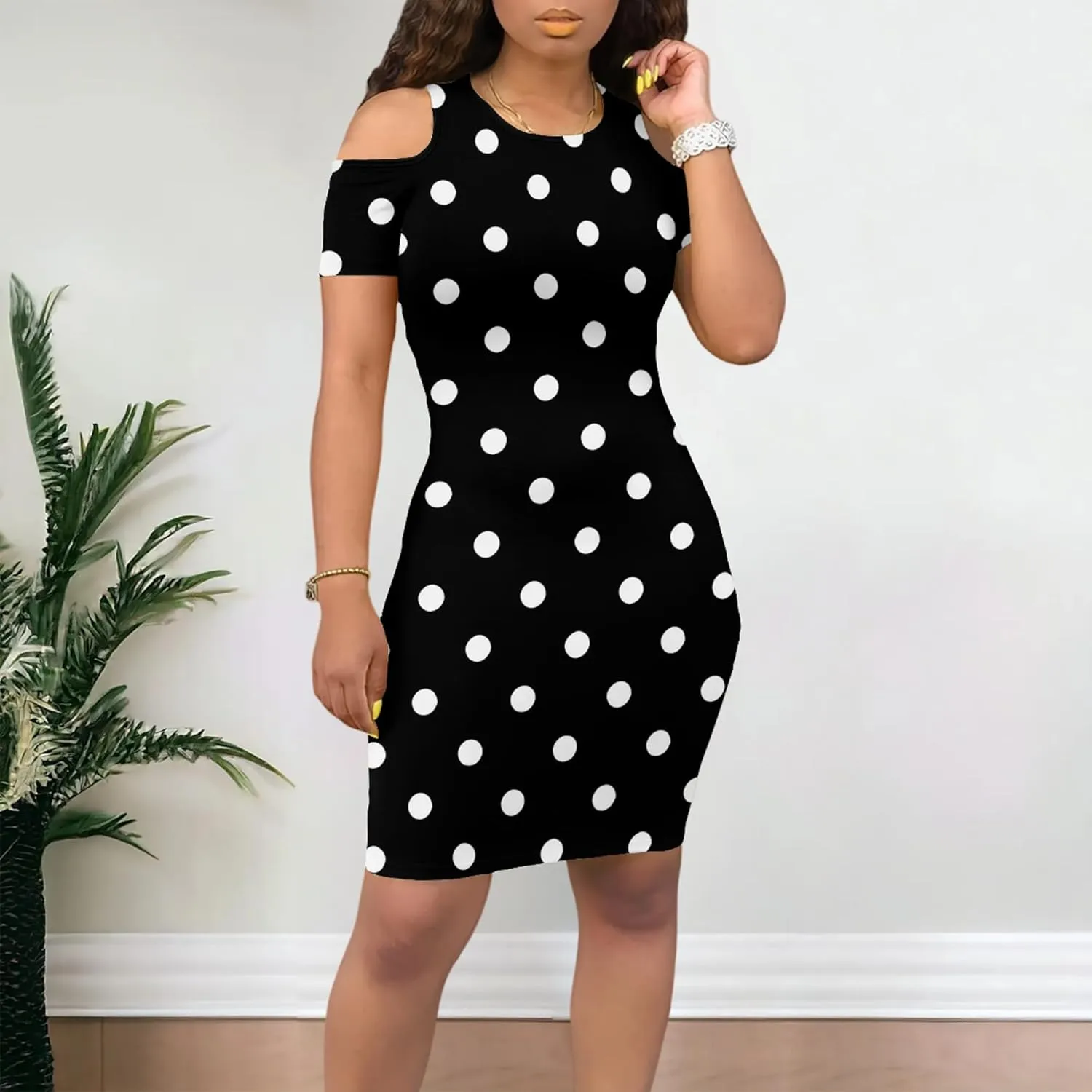 Cold Shoulder Dress for Women Plus Size Casual Summer Crewneck Short Sleeve Elegant Date Night Party Dress