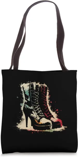 Combat Boots With High Heels - Funny Vintage LGBTQ Graphic Tote Bag