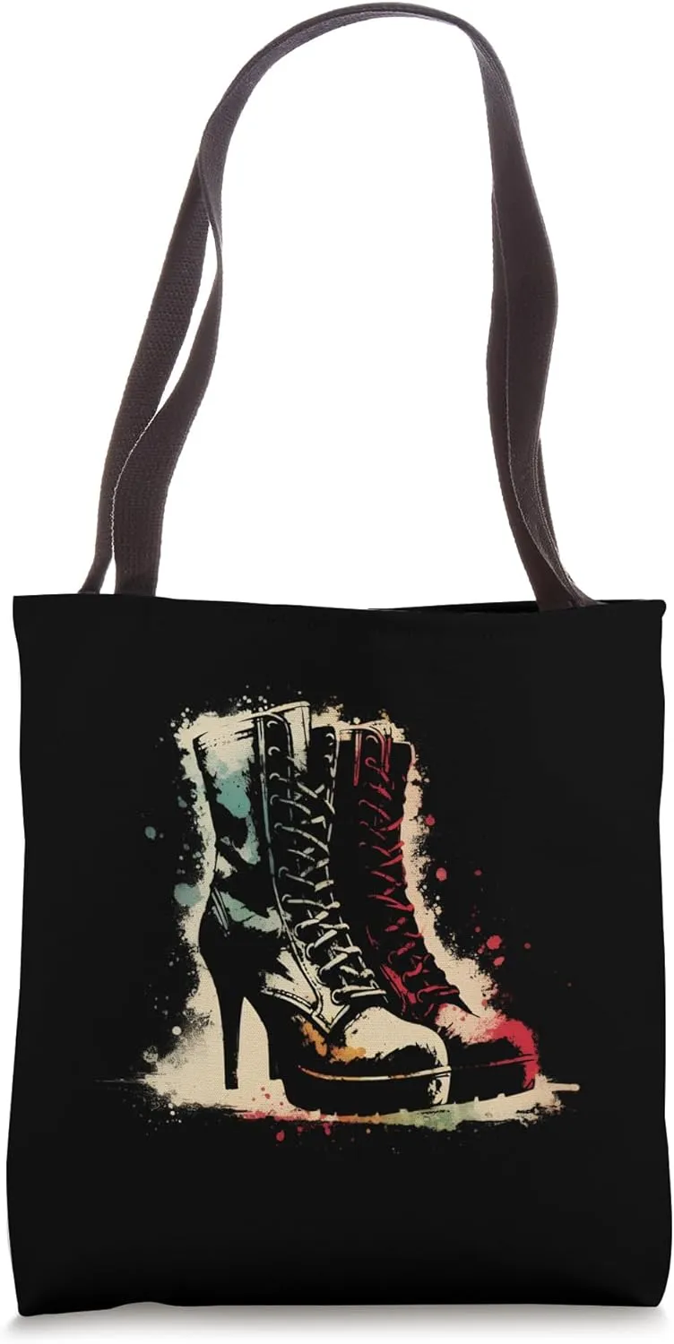 Combat Boots With High Heels - Funny Vintage LGBTQ Graphic Tote Bag