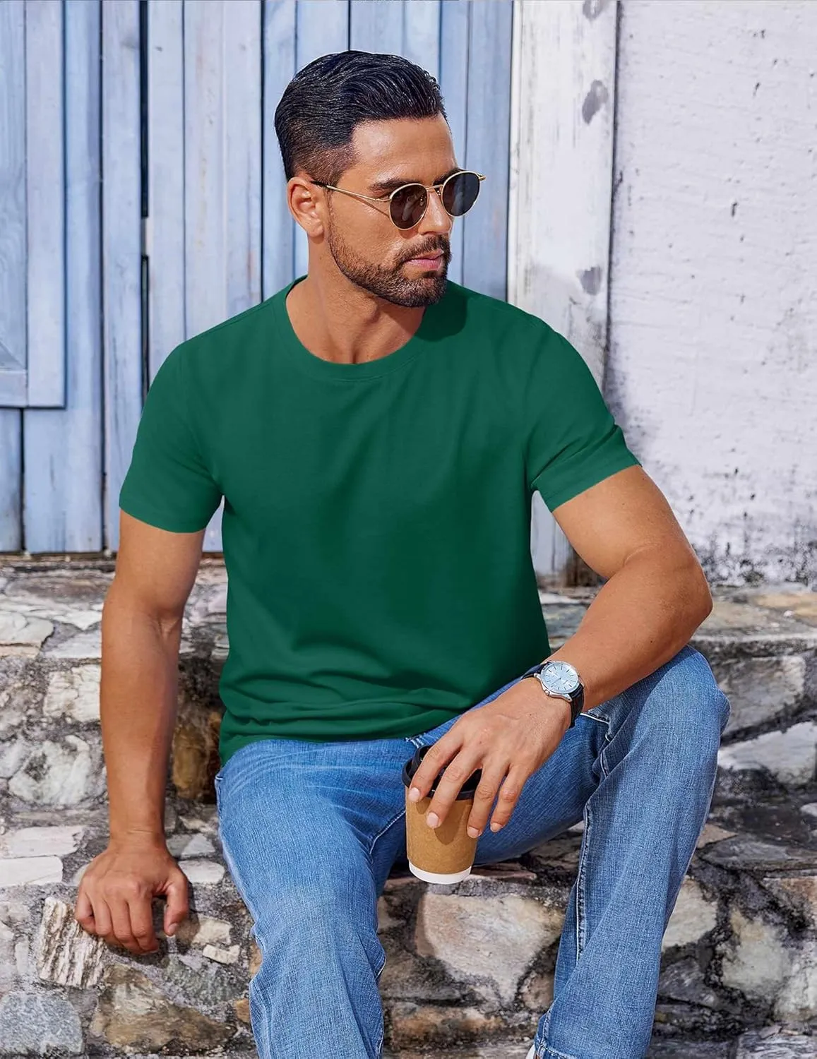 COOFANDY Men's T Shirt Short Sleeve Crew Neck T-Shirt Casual Summer Classic Basic Tee Shirts